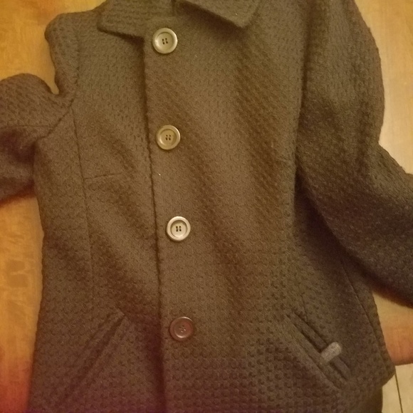 Ann Taylor Black Wool Textured Winter Coat Dressy - Picture 7 of 7